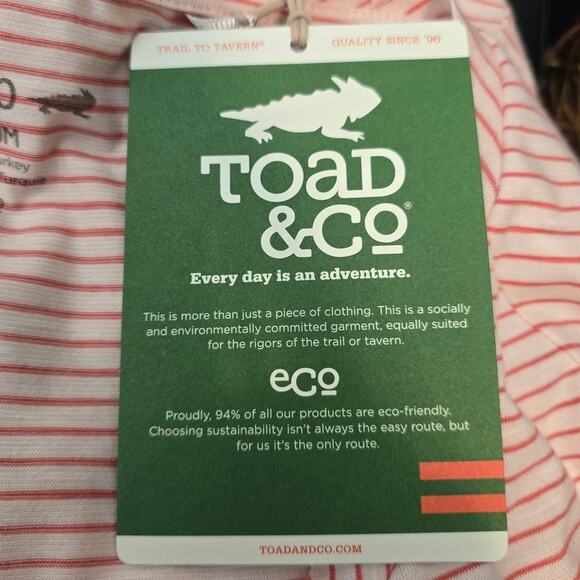 Toad & Co. Pink Sand Mini Stripe Lightweight Athleisure Windmere SS Dress M NWT - Picture 6 of 8